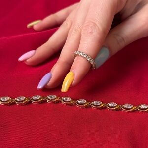 Gold Tennis Bracelet and Ring Set - Women Jewelry